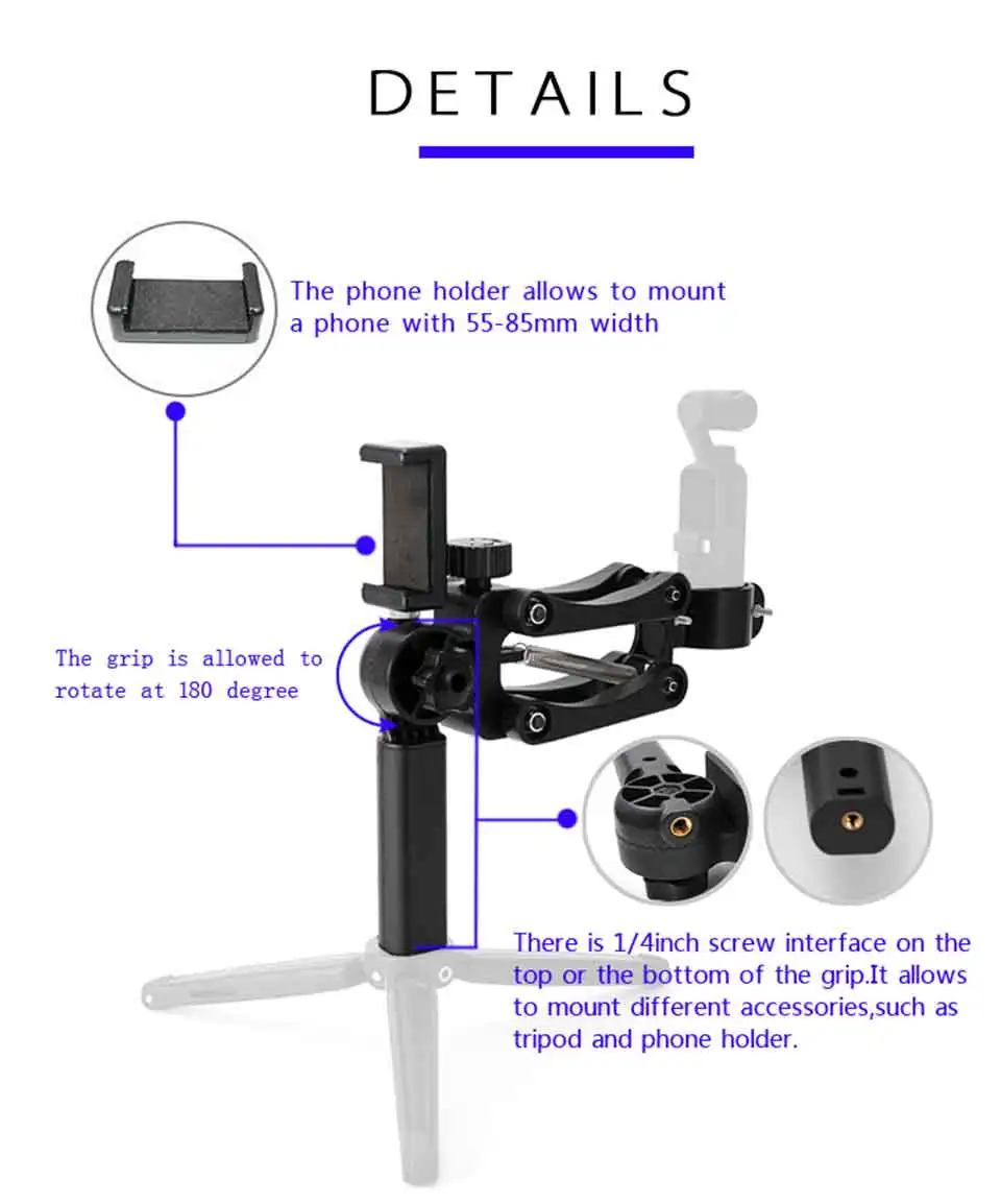 4-achse Z-achse Stabilisator für DJI OSMO Tasche Smartphone Gimbal Stoßdämpfer Halterung Expansion Stehen Unterstützung Halter – Detail 13