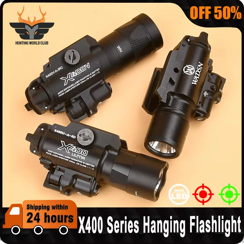 

Tactical X400 X400U X400V Scout Light Red Green Dot Indicator Flashlight Weapon Hunting LED White Light For Hanging Accessory