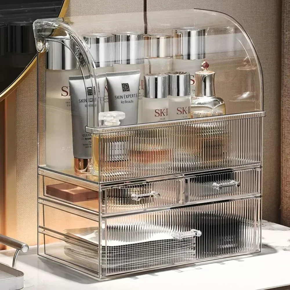 

Transparent Cosmetics Storage Box High quanlity Rack Desktop Dressing Table Dustp-roof Storage Rack Large Capacity Storage Box