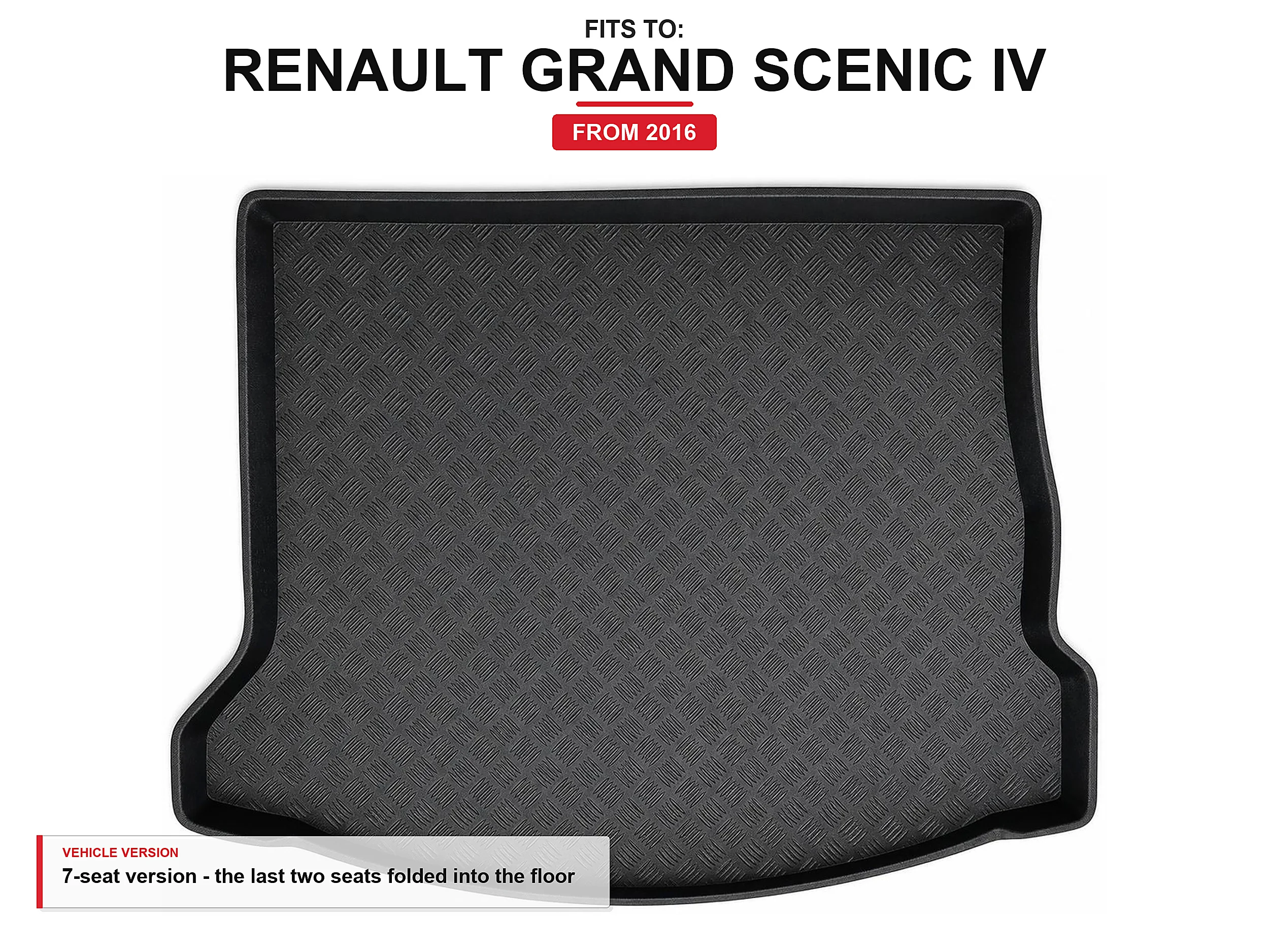 Kofferbakmat met rand voor: Renault Grand Scenic Iv 2016-