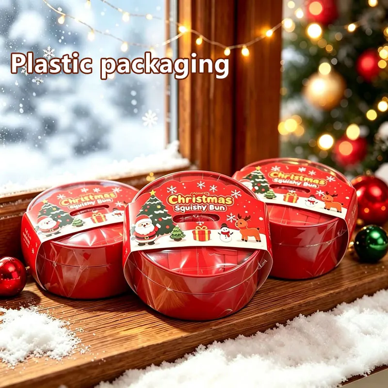 Soft Texture Christmas Sparkling Powder Squishy Dumpling Squeezing Car Toy Elk Shape Squishies Stress Relieving Toy Baozi Gift