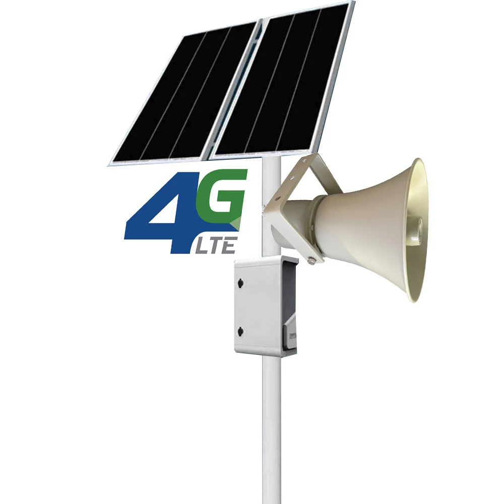 

Наружная PA-система 4G Беспроводная сеть IP/WIFI Рупорный динамик Поддержка источника питания на солнечной энергии 30 Вт 50 Вт 100 Вт