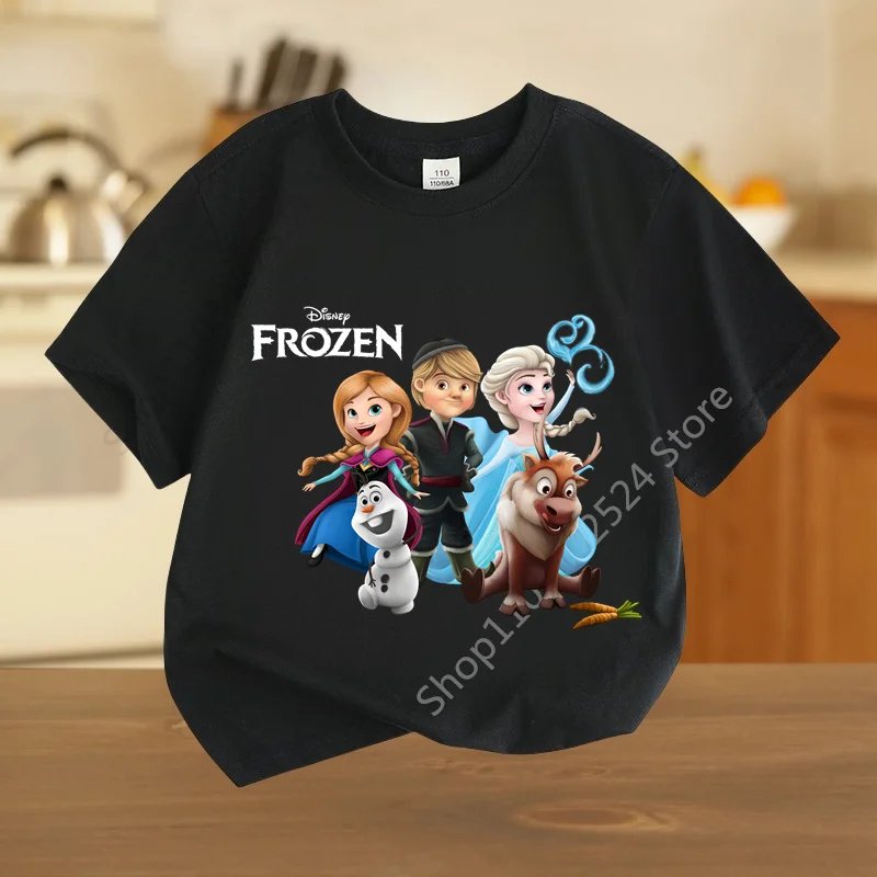 Disney księżniczka elza Anna Frozen Anime damska koszulka letnie bluzki białe koszulki z krótkim rękawem Kawaii bluzki damskie dziewczynka ubranka