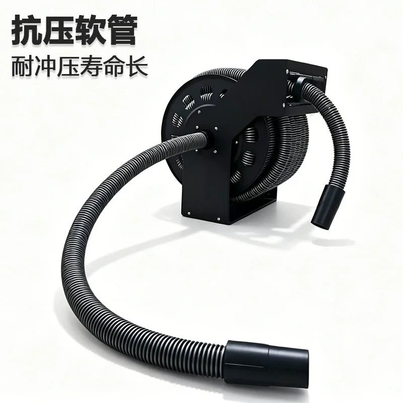 Vacuum Hose Reel with 30ft Extension Retractable Hose, 1-1/4'' Wall Mount Vacuum Replaceable Hose Suitable