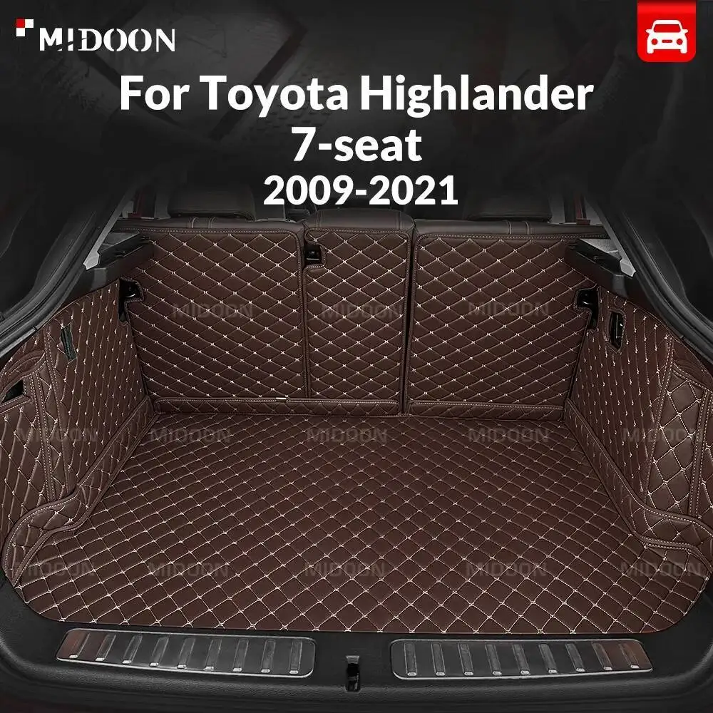 Auto Full Coverage Trunk Mat For Toyota Highlander 7-seat 2009-2021 20 19 18 17 16 15 14 13 Car Cargo Liner Interior Accessories
