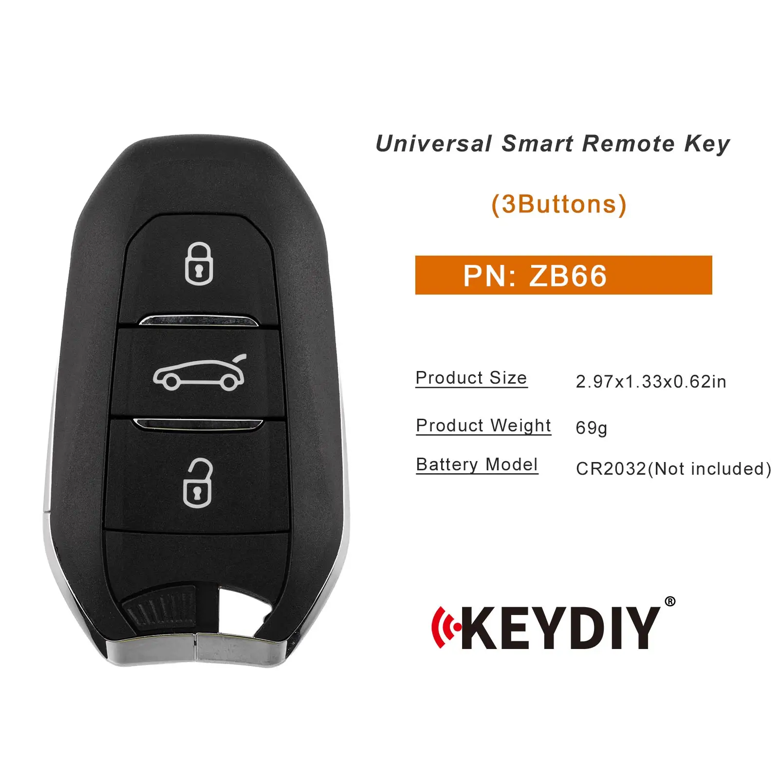 KEYDIY KD ZB66 Universal Smart Remote Key 3 Buttons for Peugeot/Citroen Style Car Key for KD-X2 KD-MAX KD-X4 Key Programmer