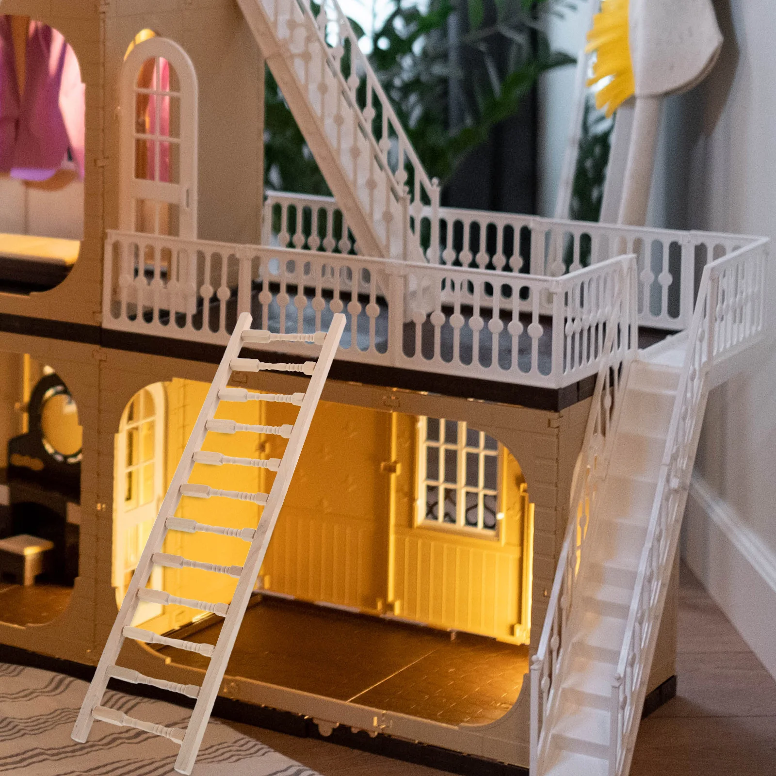 บันไดไม้จิ๋ว ขนาด 1:12 บันไดขั้นสำหรับบ้านตุ๊กตา เฟอร์นิเจอร์ DIY งานฝีมือ ไมโครแลนด์สเคป เฟอร์นิเจอร์จิ๋ว ของเล่นจำลอง