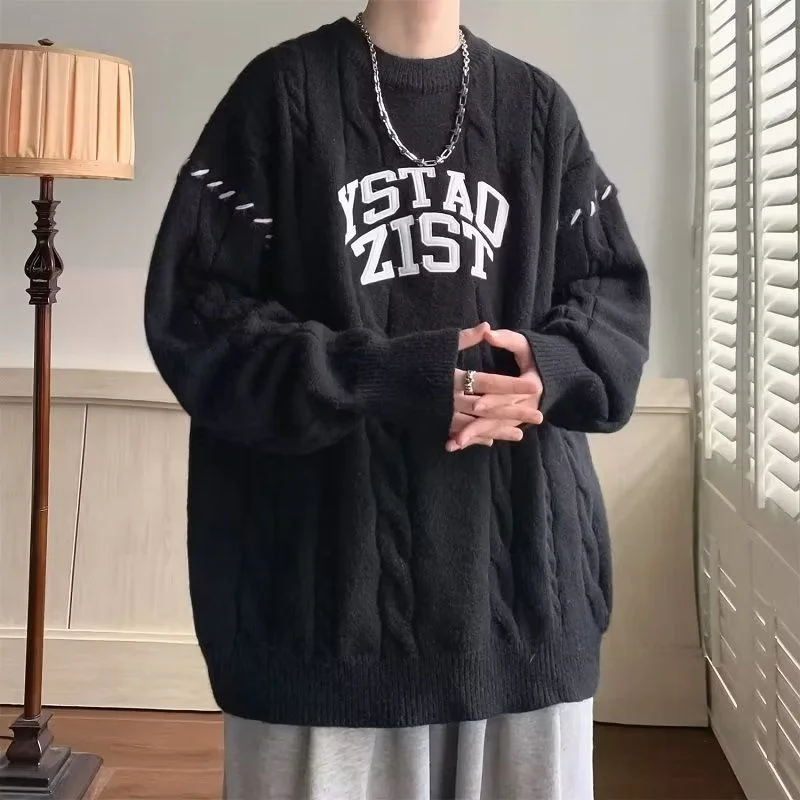 

Японский вязаный свитер Sle Thiened Long Sve, свободный круглый, внутренняя одежда, повседневная осенне-зимняя модная тенденция