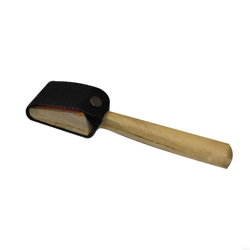 H58B Wire Brush Ballet Dance Shoe Brush PU Protector Cover Handle Ballroom Suede
