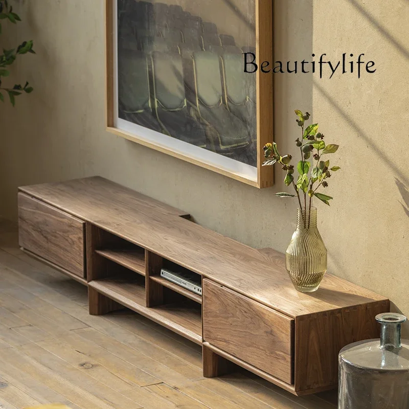 

Peninsula TV cabinet, all solid wood retro living room, audio and video cabinet, locker, modern simple wabi- wind