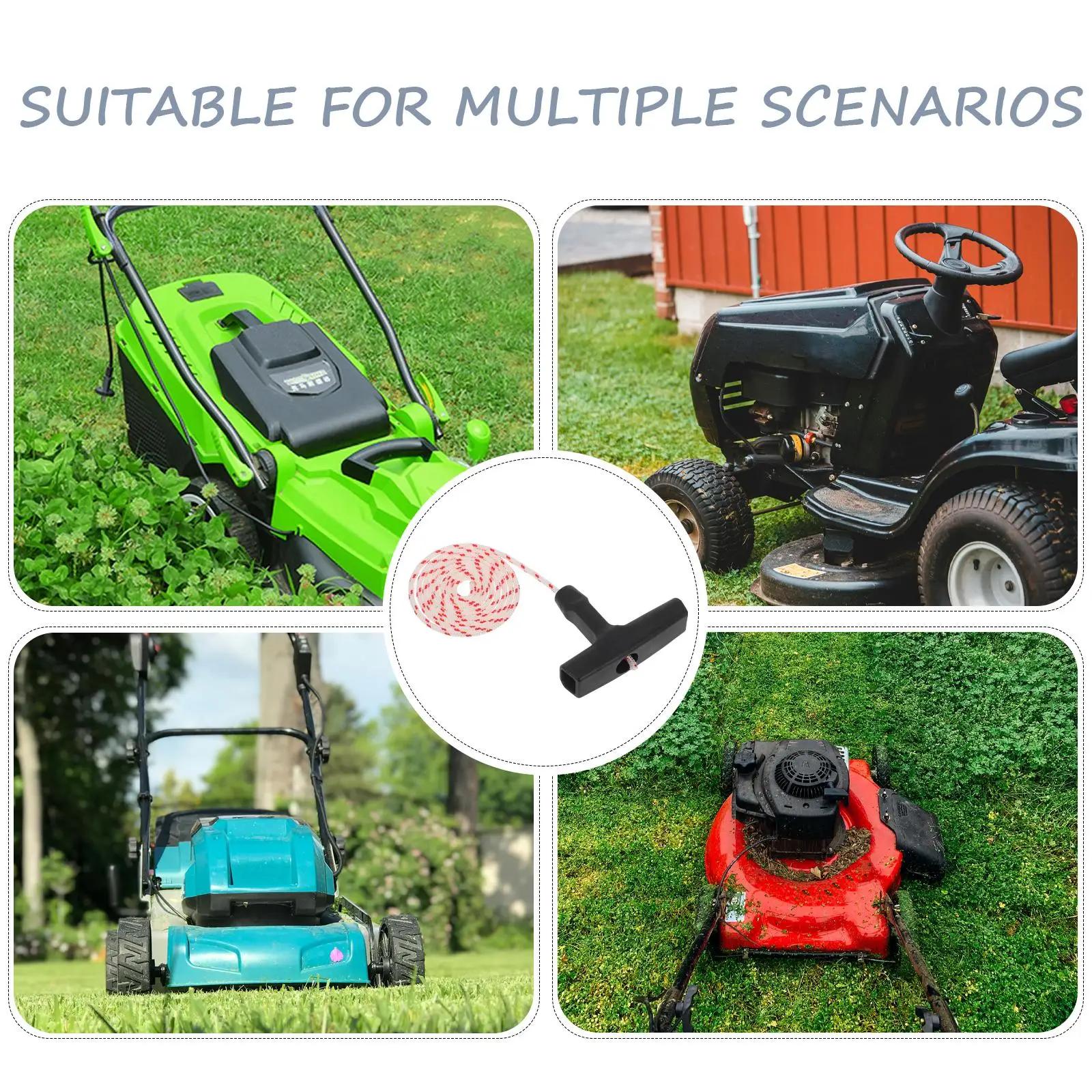 3 Sets 4 MM x 2 MM Starter Seil Griff Kit Rasenmäher Zugschnur Ersatz Guide Generator Dünne Seil schnur Hand