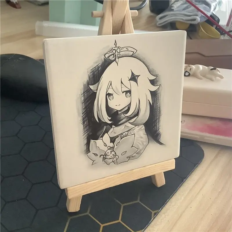 Genshin Impact Panting Game Peripheral Paimon Portrait Kids Toys Home Accessories Decor Living Room Decoration Art Decor