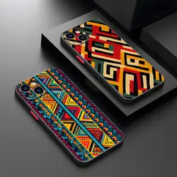 African Wax Print Design Phone Case Matte Translucent Back Cover for IPhone 15 Pro Max 14 Pro 13 11 12 Mini Xs X Xr 7 8 Plus Se