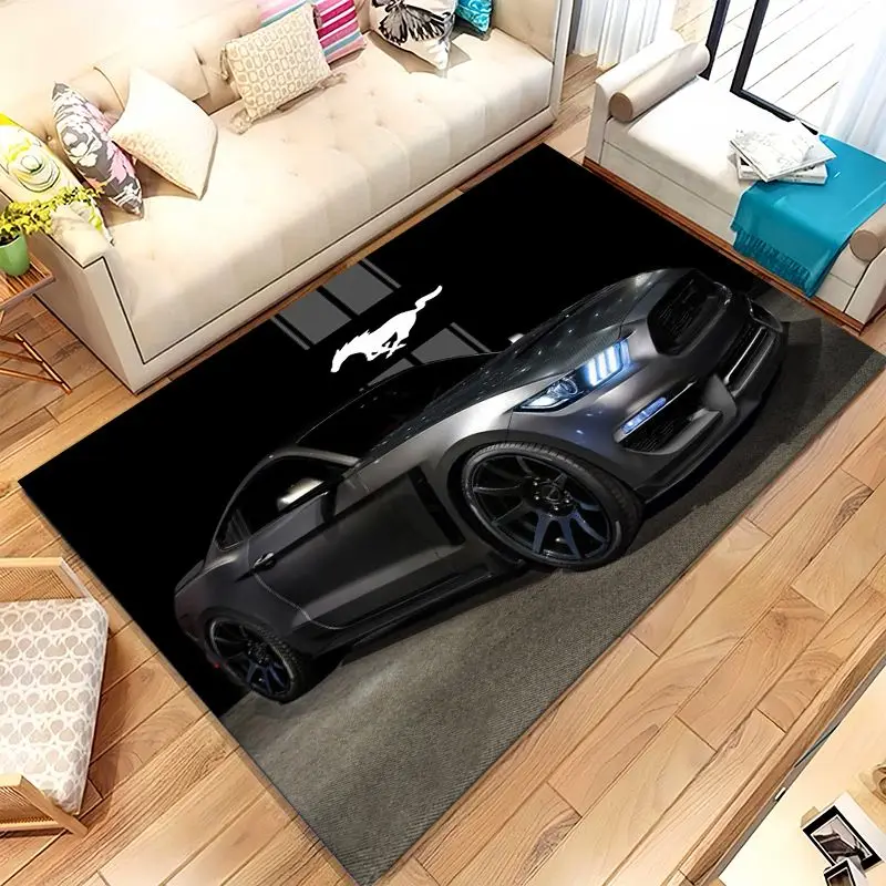 Vintage M-Mustang Racing Biker Garage Moto Soft Non-Slip Large Area Rug for Living Room,Bedroom Carpet Mat for Sofa,Home Decor
