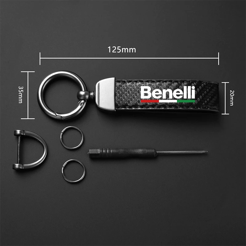 High-Grade Carbon Fiber Motorcycle Keychain Holder Keyring for Benelli imperiale 400 TRK502 BN302 TNT125 300 BJ600