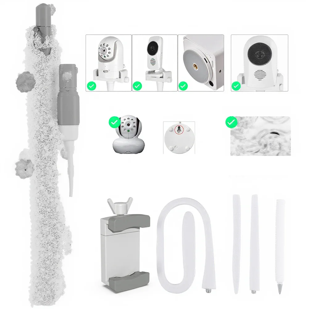 

Гибкое крепление-«гусиная шея» для камер видеонянь с корпусом из АБС-пластика и безопасным для детской кроватки зажимом для многократного точного позиционирования.