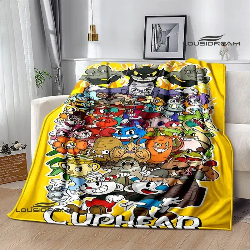 

Cuphead cartoon printed Blanket Fashion bed linings white Flannel Warm Blanket Soft Comfortable Blanket Birthday Gift