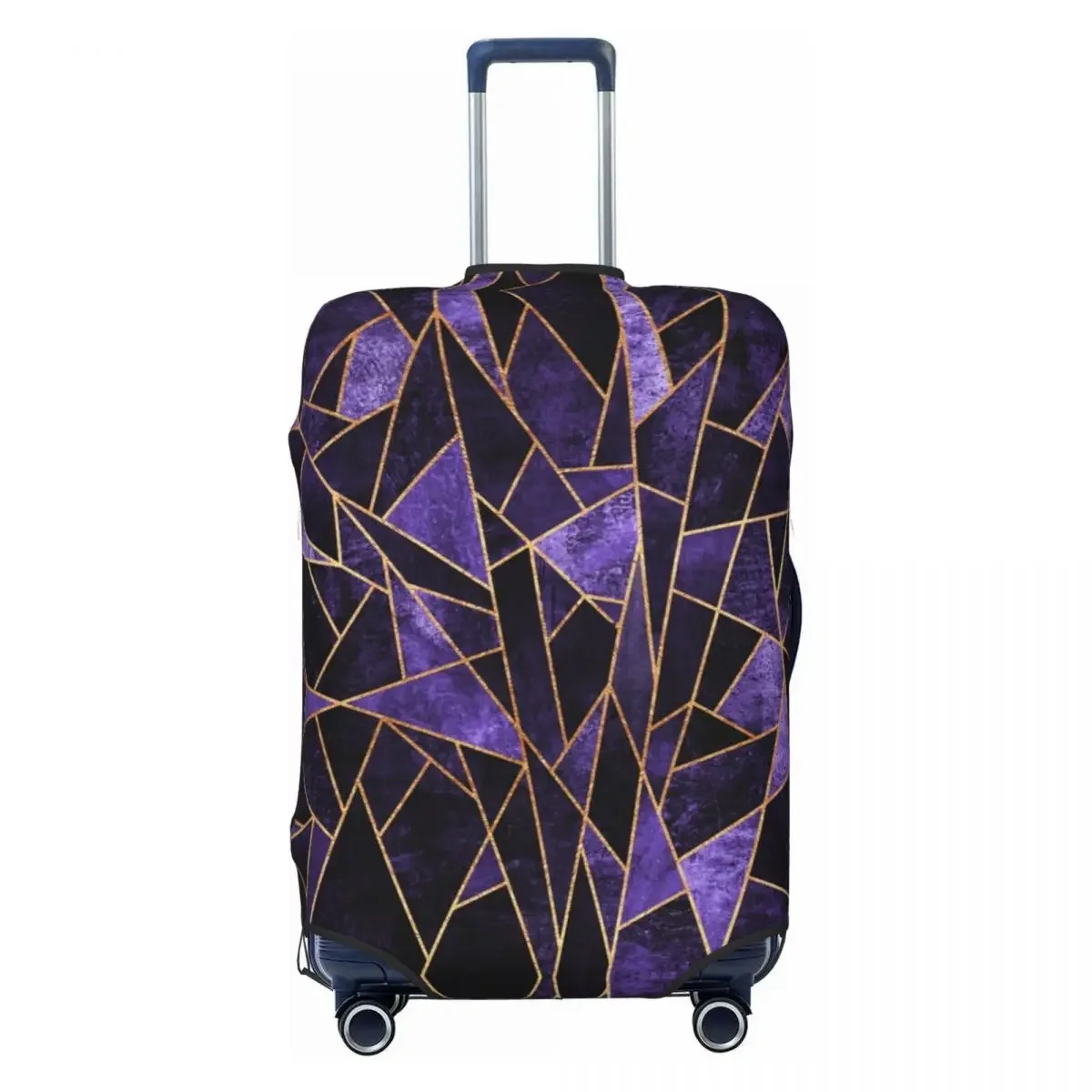 Geometric Lines Suitcase Cover Purple Triangles Cruise Trip Protection Holiday Fun Luggage Accesories