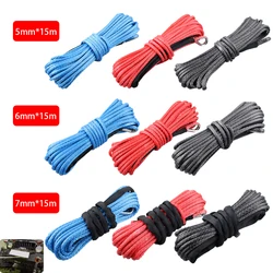 15m 5mm/6mm/7mm 5800lbs/7700lbs/9300lbs Winch Rope Cable ATV/UTV Winch Rope Winch Line Replacement with Protective Sleeve