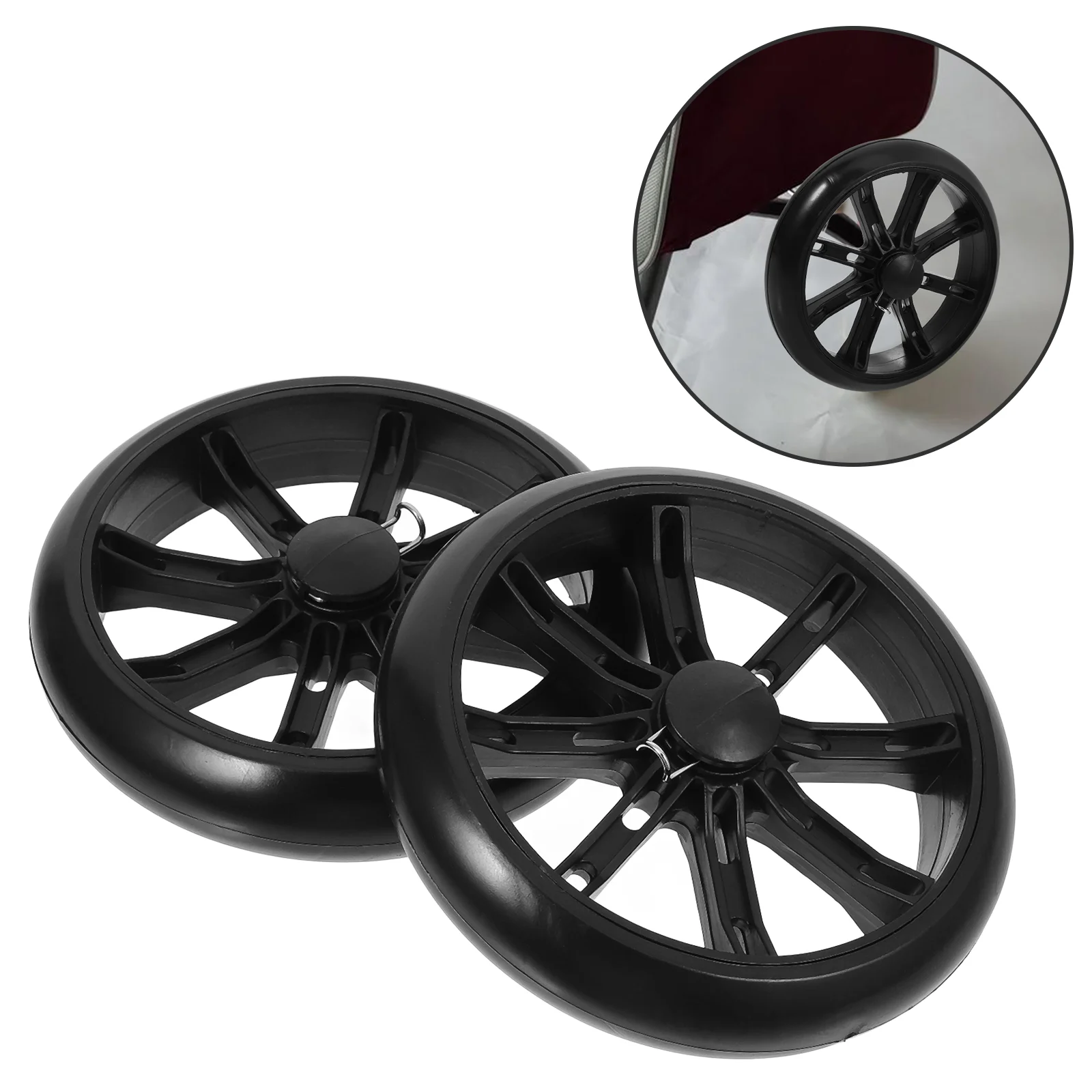2 Pcs Folding Shopping Cart Rolling Wheels Replacement Wagon Heavy Duty Basket Plastic Pu Grocery