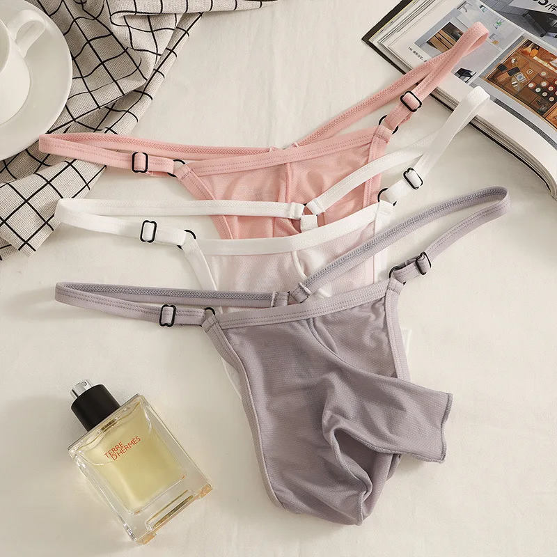 

Mens Sexy Thongs And G Strings Open Sheath Panties Adjustable Waisted Underwear Sexy Ultra-Thin Ice Silk Mesh Underpants