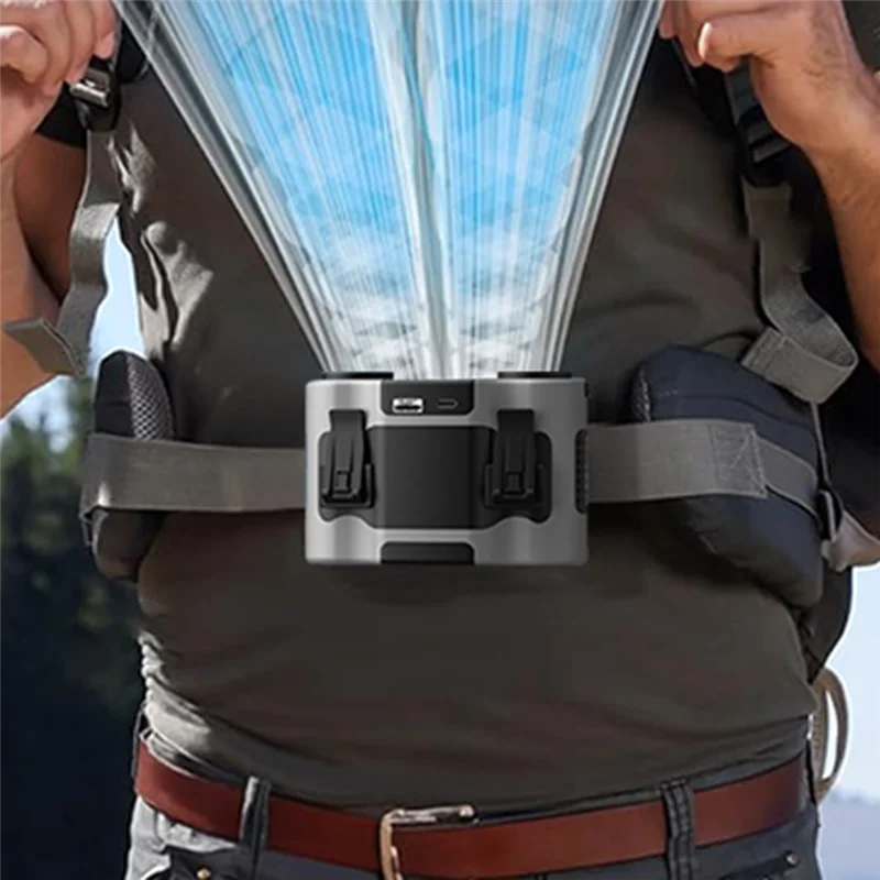 

Верхний поясной вентилятор Длительный срок службы батареи Вентилятор для кемпинга на открытом воздухе Большой строительный площад Портативный поясной вентилятор Маленький вентилятор