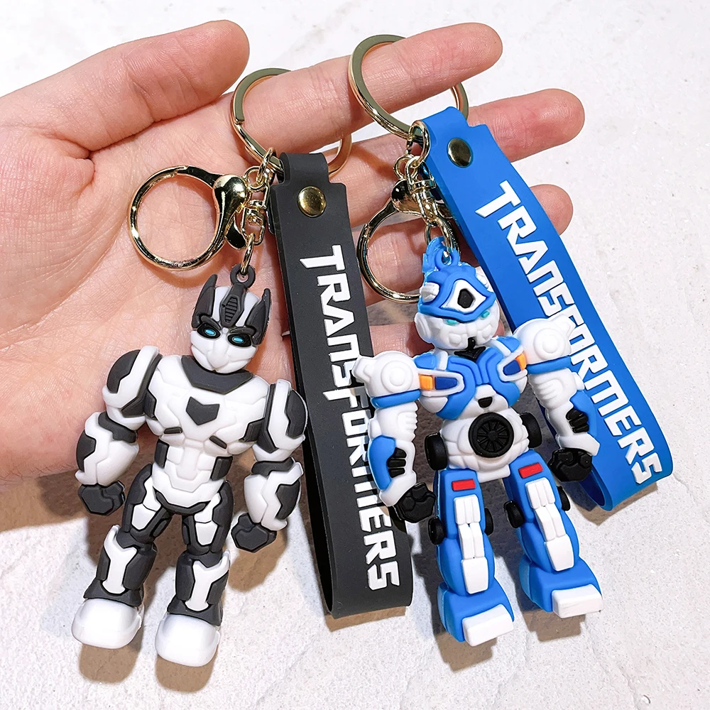 New Creative Cartoon Movie Robet Key Chains Silicone Transformer Car Key Chain Kids Bag Pendant Keyring Friends Gift Charms