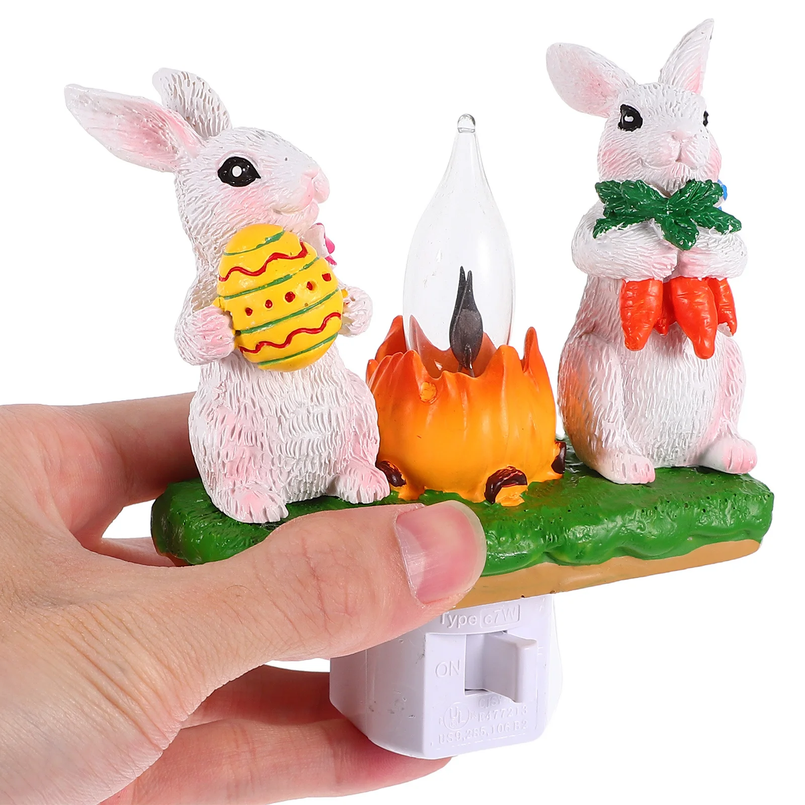 

Multifunctional Resin Rabbit Night Light for Kids Bedroom Cute Bunny Lamp with Twinkling Lights for Nursery and Home Decor