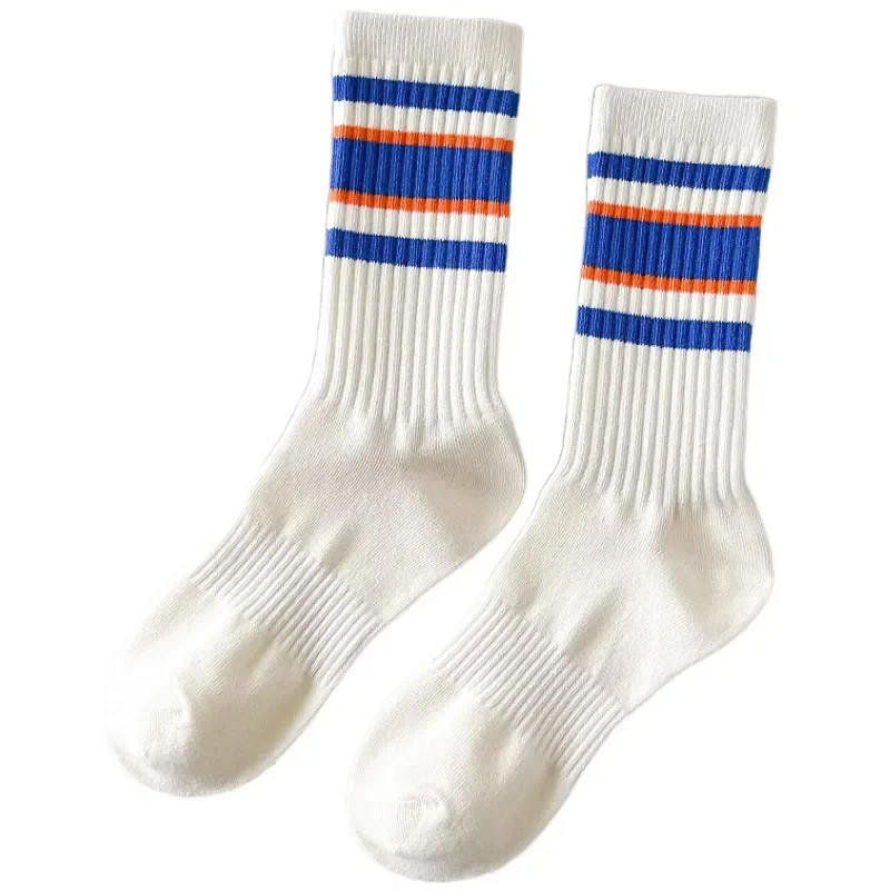Nouvelle mode chaussettes de sport à rayures colorées femmes Fitness cyclisme chaussettes de course hommes chaussettes de basket-ball étudiant Couple chaussettes décontractées