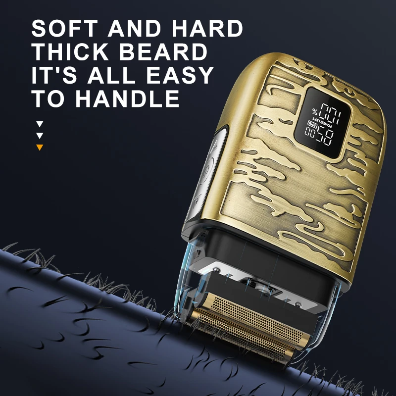 Kemei-ماكينة حلاقة كهربائية لاسلكية احترافية للرجال الأصلع ، آلة تشذيب اللحية الأصلع ، لوازم حلاقة مقاومة للماء ، قطعتان فويل #3