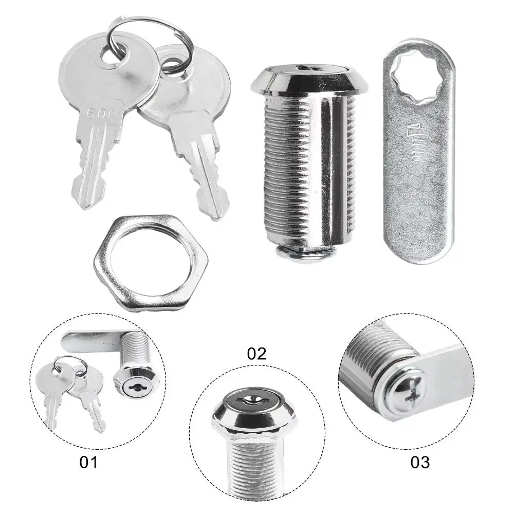 16/20/25/30mm New with 2 Key Door Locker Furniture Hardware Zinc Alloy Security Lock Set Drawer Lock