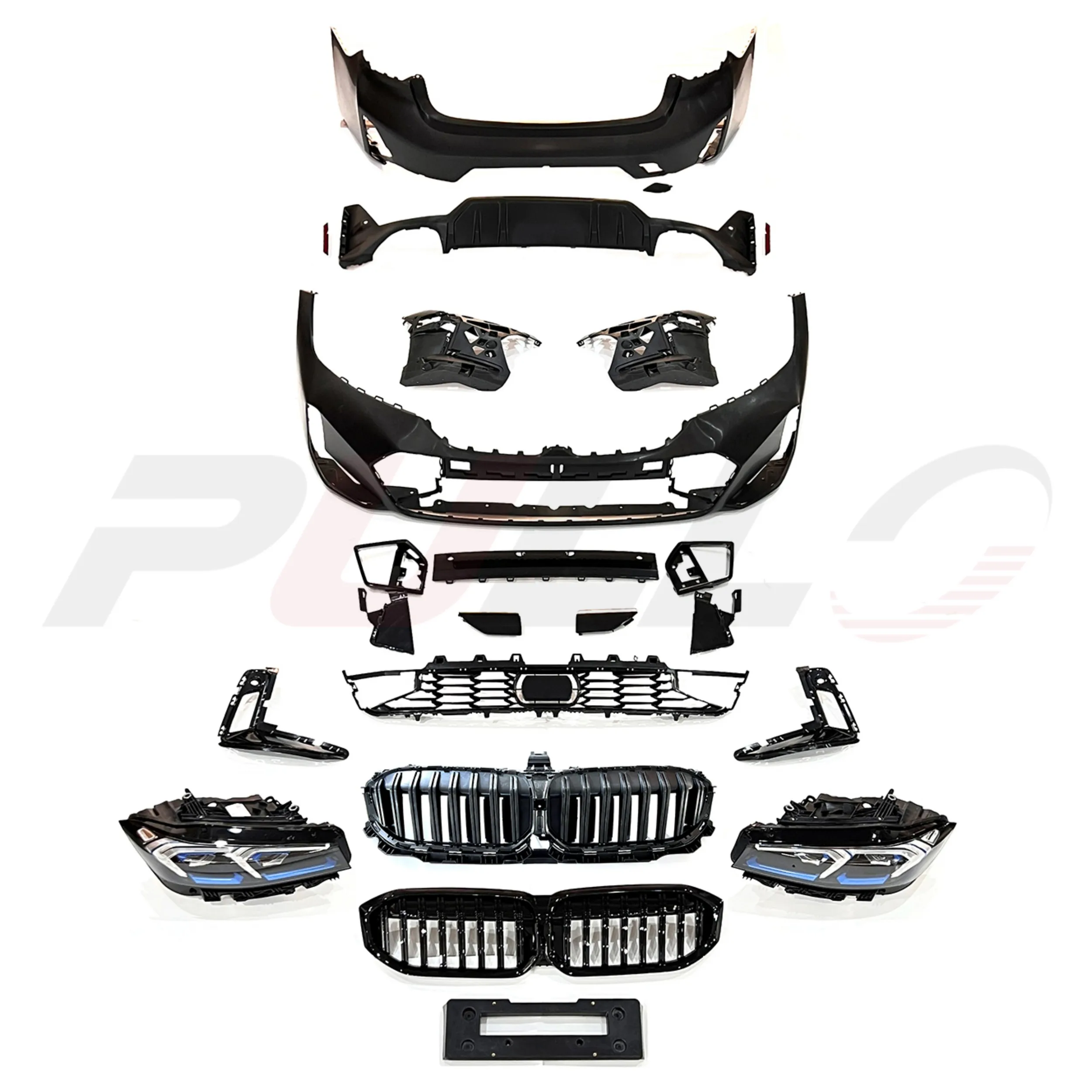 

Автомобильные бамперы для BMW 3S G20 19-22 To G20 LCI 2024, старый и новый комплект кузова, модернизированный, включая передние и задние бамперы, решетка фар