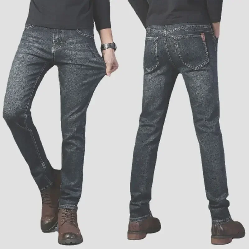 Calças de assento aberto estiramento jeans masculino solto em linha reta invisível zíper campo completo-aberto tipo boate escritório sexo livre mãe jeans