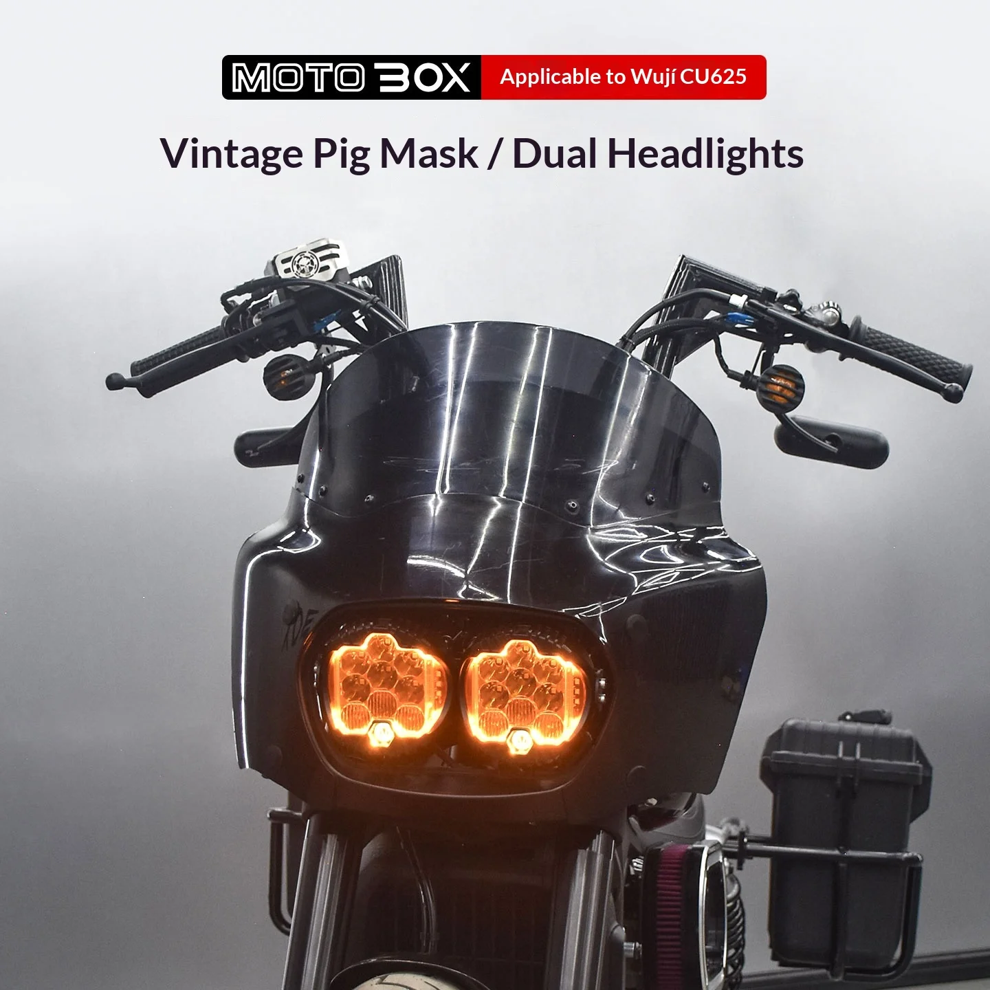 【Premium】For VOGE CU625 Modified with Retro Pig’s Head Design, Dual Headlights, DS Front Windshield Lamp Covers, Airflow Guides,