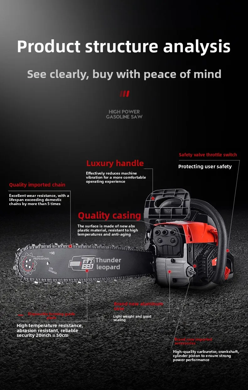 Multifunctionele huishoudelijke zaag Logging kettingzaag Draagbaar klein tuingereedschap Hoog vermogen