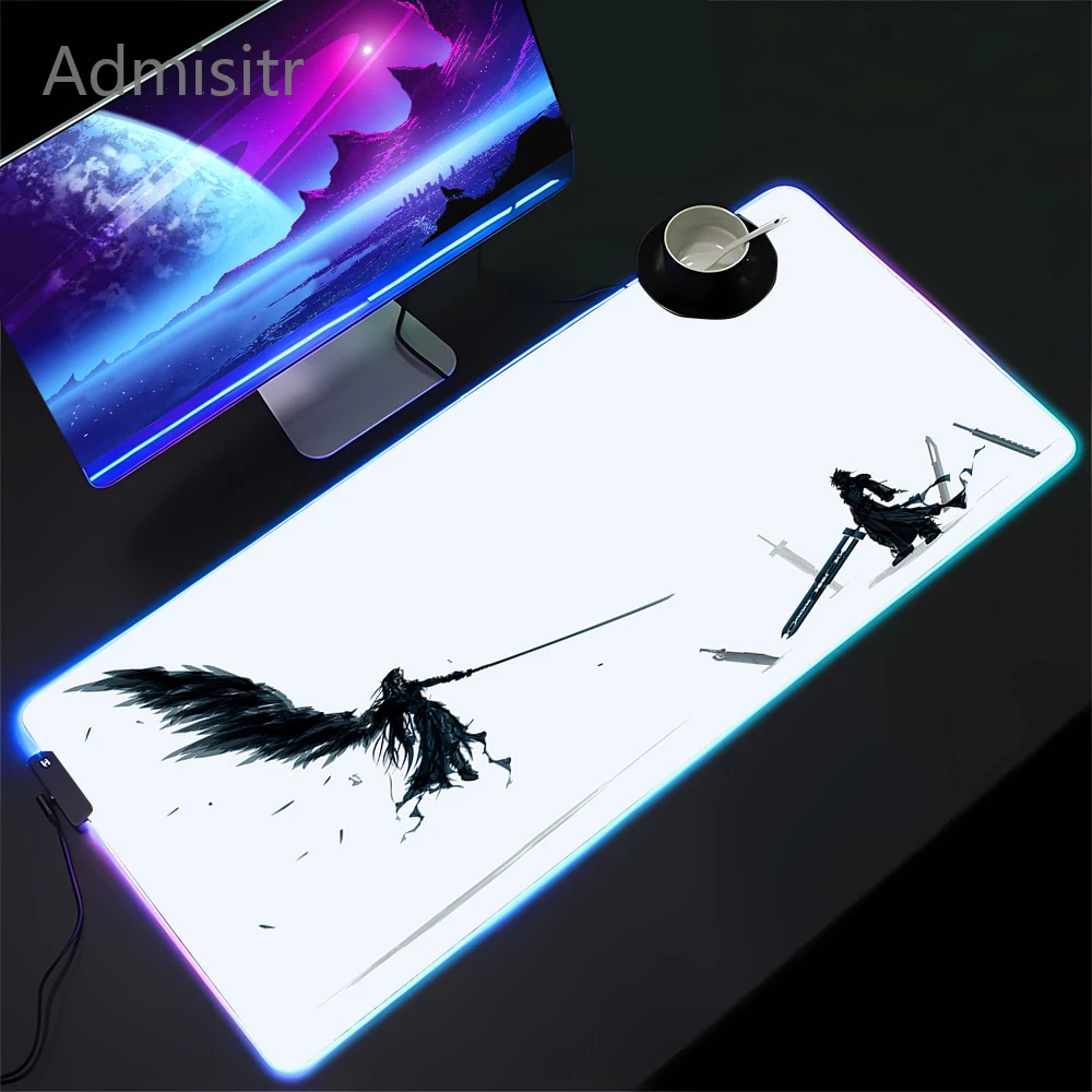 

RGB игровой коврик для мыши, космические коврики для мыши, светодиодные большие геймерские коврики для мыши, коврики для клавиатуры, светящийся настольный коврик Final Fantasy, коврик для мыши с подсветкой