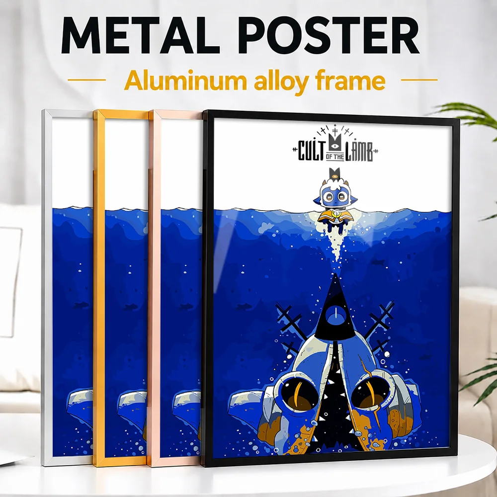 Cult Of The Lamb Underwater Encounter Framed Metal Print Customized Hero Tribute Wall Art Created For Players To Style Game Room