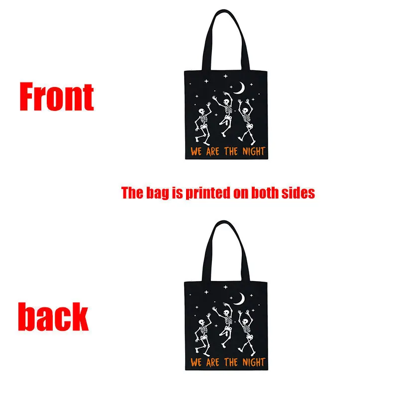 Skeletons Happy Halloween Totes Shopper Shopping Bag Halloween Party Dancing Skeleton Canvas Tote Bag Halloween Gift Bag Ideal