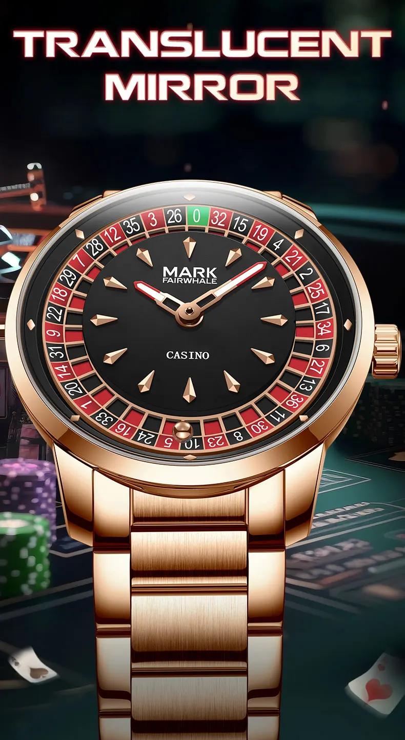 Mark Fairwhale 5031 Herren-Quarzuhr mit lustigem Design, eingelassenem Rad, arabischen Ziffern, rotierendem Zifferblatt, Roulette-Uhr, Herrenuhr, Reloj – Detail 8