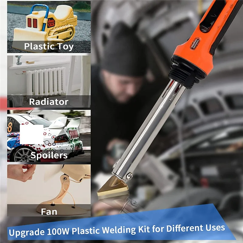ABLN-100W 온도 제어 플라스틱 용접 수리 키트, 40개의 막대 포함, DIY, 자동차 범퍼, 대시보드 US 플러그에 적합