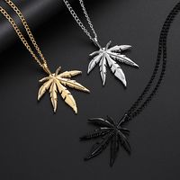 Glittery Maple Leaf Necklace Leaf Pendant Charm Chain Necklace Men Gift Jewelry Necklace Hip Hop Jewelry Gift