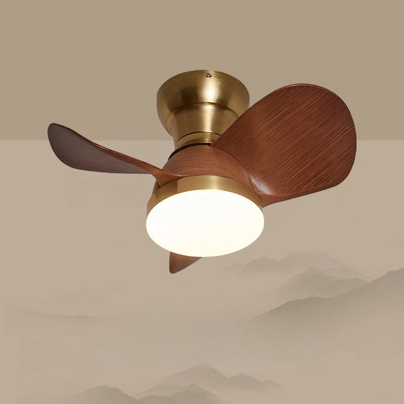 

Medieval style bedroom fan light ceiling light silent eye protection new Chinese simple walnut color study restaurant