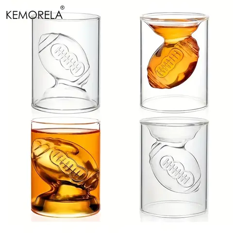 KEMORELA Reversible Football Shot Glasses 3D Relief Football Ball Shaped Whiskey Cup Unique Gift for Football Lovers