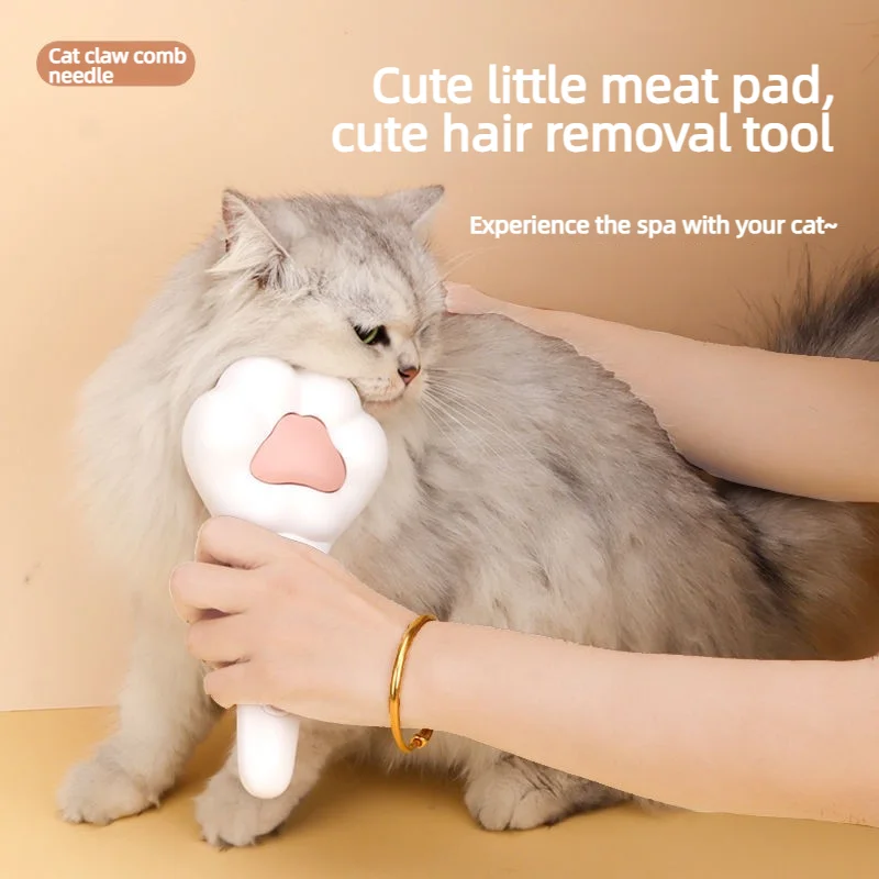 Cute Cat Paw Comb One-Click Deshedding Pet Massage Brush Cat Hair Remover Dog Grooming Tool