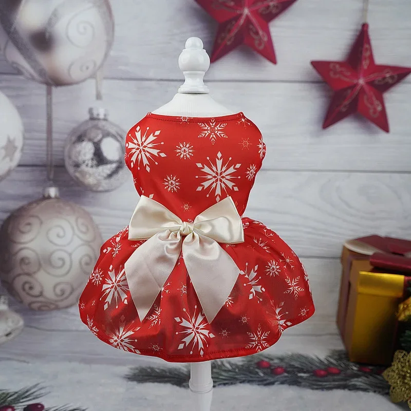 Christmas Dog Clothes Dog Dress Xmas Clothes Winter Cosplay Cat Pet Cute Printed Skirt Fancy Princess Puppy Dress Pet Clothing