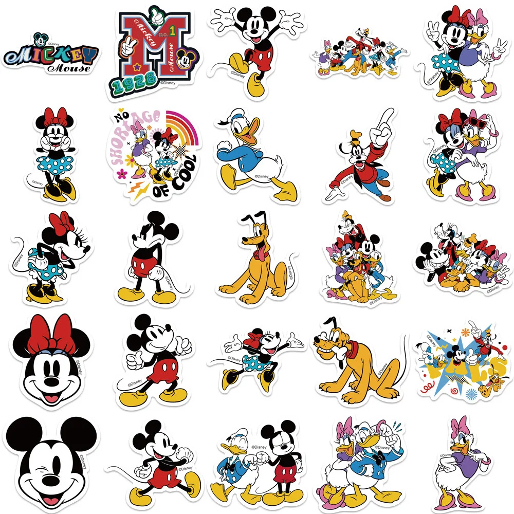 10/30/50PCS Disney Mickey Mouse Stickers Cute Decals Kids Toy DIY Waterproof Laptop Phone Guitar Graffiti Cartoon Sticker Gift