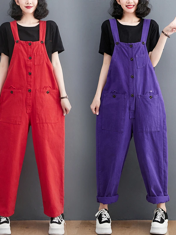 

Anti-Aging Casual Loose Label Removed Jeans Pants for plus Size Women High Waist Nine-Piece Button Closure Spring Autumn