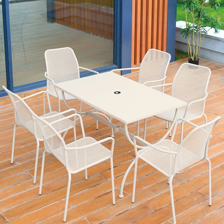 Outdoor table and chair three-piece courtyard open-air balcony tea table and chair cafe milk tea shop waterproof and sunscreen f