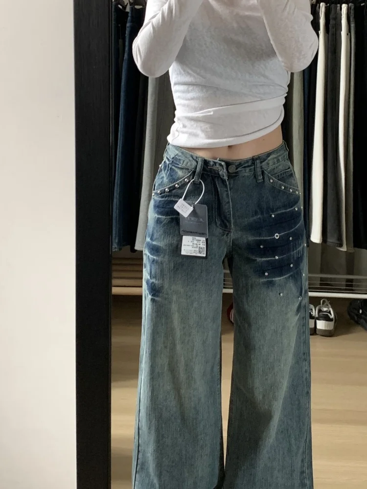 

High Waist Wide Leg Denim Jeans Women's Spring 2026 New plus Size Loose Lazy Drapey High Waist Straight Leg Pants