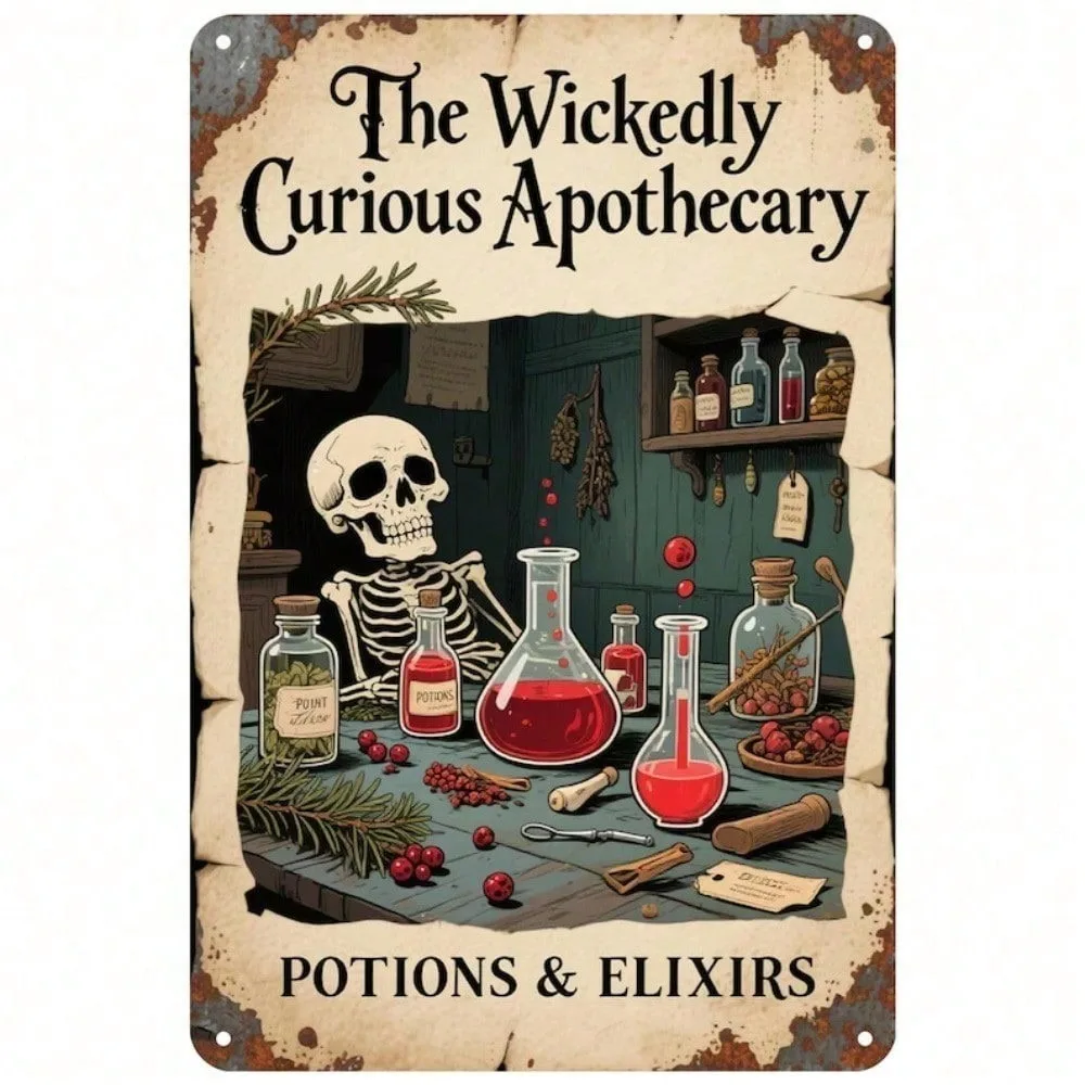 

Vintage Wall Art Decor - Gothic Apothecary Metal Sign for Halloween, Valentine's & Art Deco Home Bar | Trendy Ramadan 2026 Decor